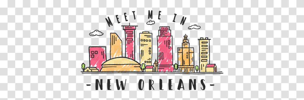 New Orleans Skyline Sticker & Svg Vector File New Orleans, Text, Word, Art, Architecture Transparent Png