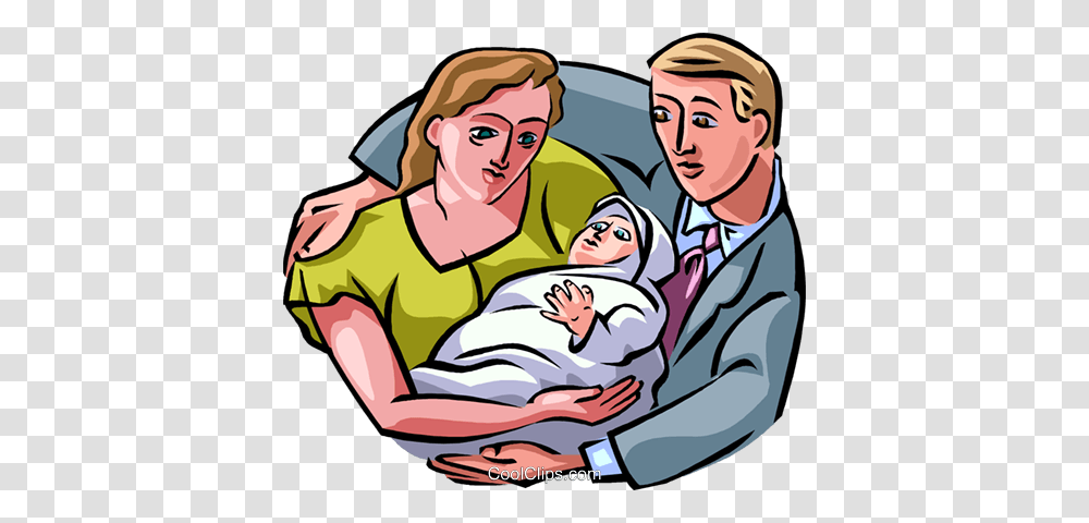 New Parents With A Baby Royalty Free Vector Clip Art Illustration, Person, Human, People, Hug Transparent Png