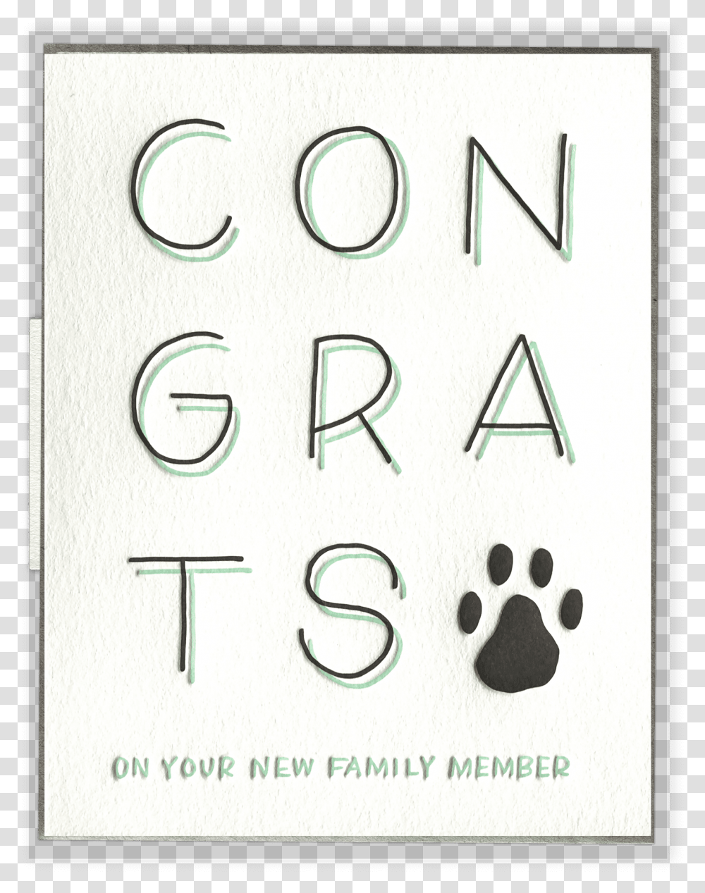 New Pet Congrats Letterpress Greeting Card Paw, Alphabet, Number Transparent Png