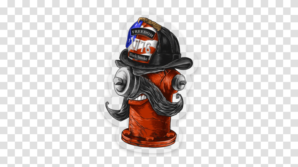 New School Fearless Stickers Fire Hydrant With Mustache, Helmet, Clothing, Apparel, Hardhat Transparent Png