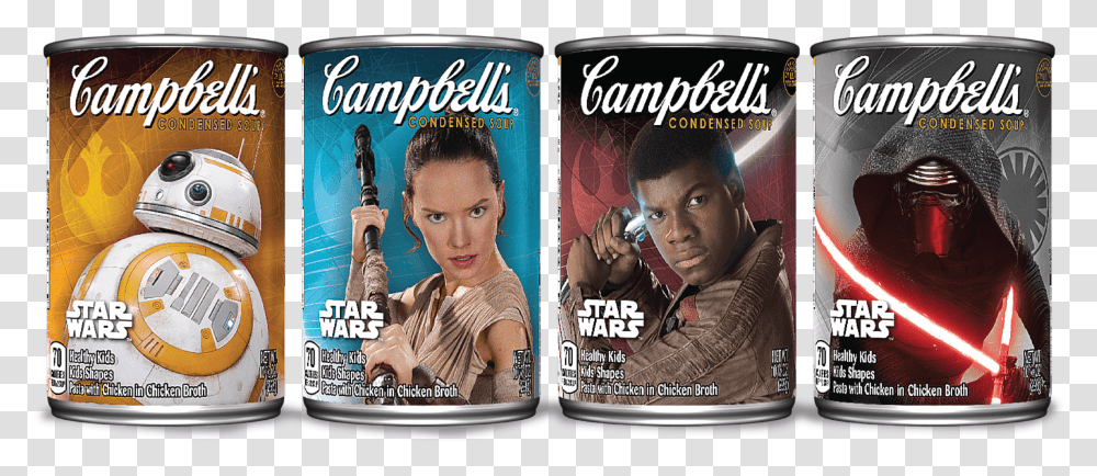 New Star Wars The Force Awakens Campbell's Soup Cans Soup, Person, Human, Tin, Aluminium Transparent Png