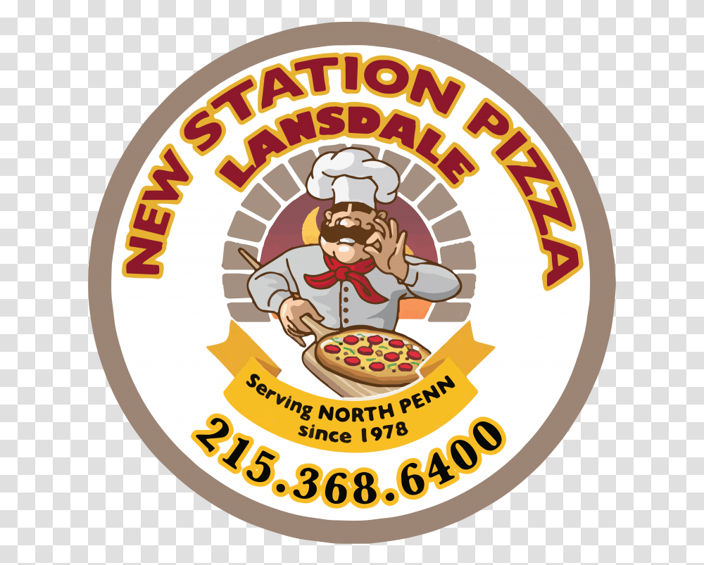 New Station Pizza & Italian Restaurant I Lansdale Pa Circle, Label, Text, Meal, Food Transparent Png
