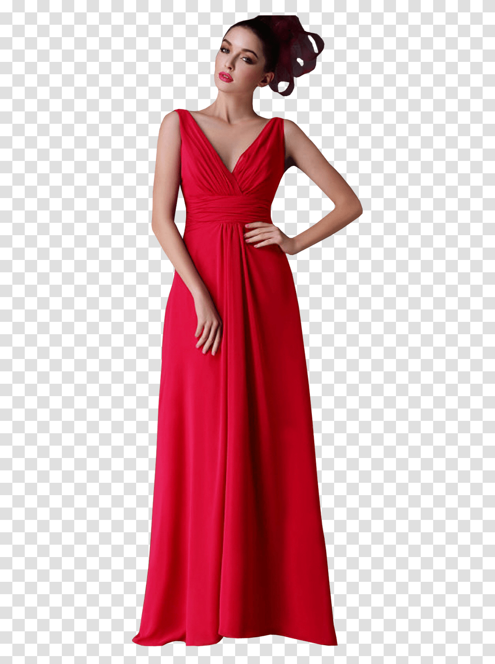 New V Neck Chiffon Party Prom Dress Gown, Clothing, Apparel, Evening Dress, Robe Transparent Png