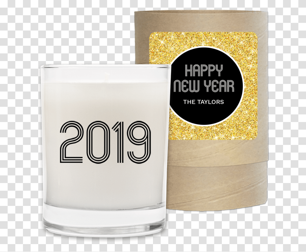 New Year 2019 Personalized Candle Pint Glass, Bottle, Beverage, Drink Transparent Png