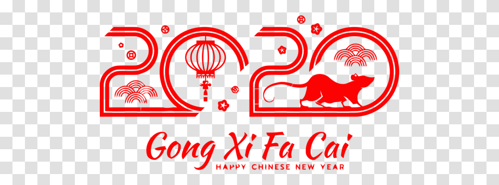New Year 2020 Red Text Line For Happy Happy Chinese New Year 2020, Poster, Advertisement, Alphabet, Light Transparent Png