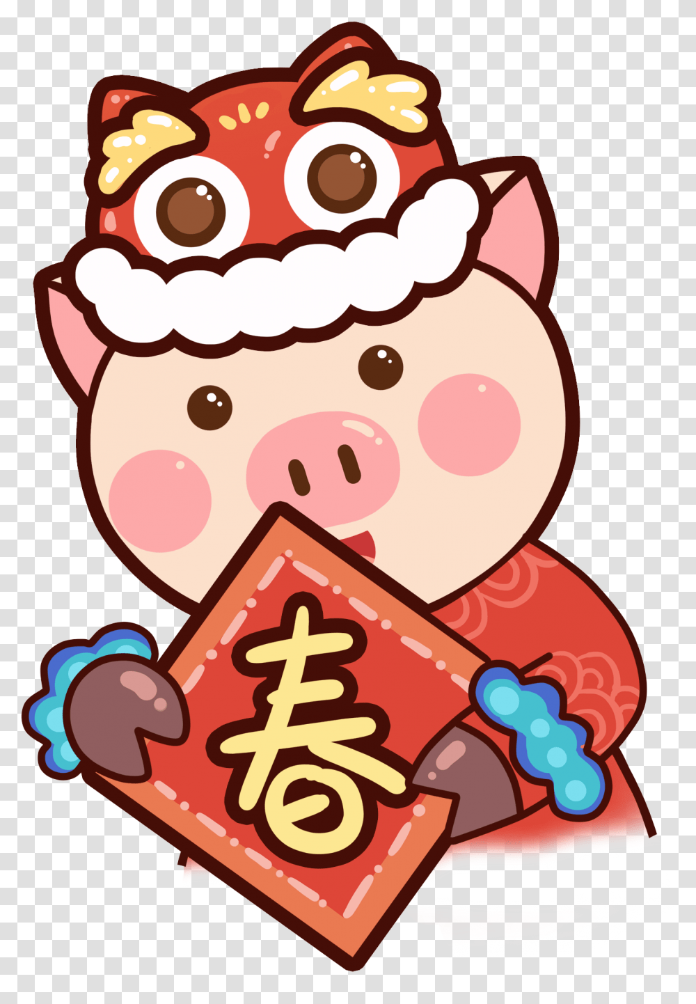 New Year Chinese New Year Sticker Line, Food, Sweets, Confectionery, Cream Transparent Png