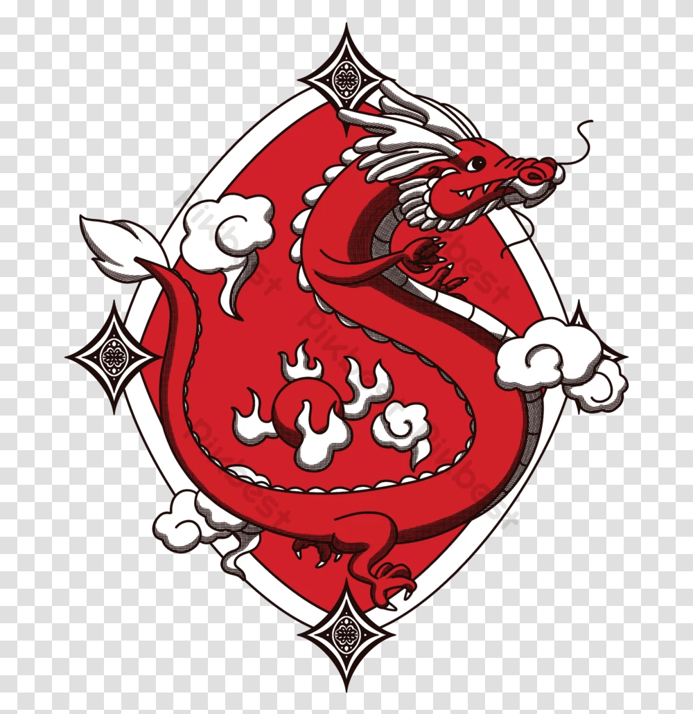 New Year Chinese Style Cartoon Hand Drawn Dragon Automotive Decal, Armor, Symbol, Emblem, Shield Transparent Png