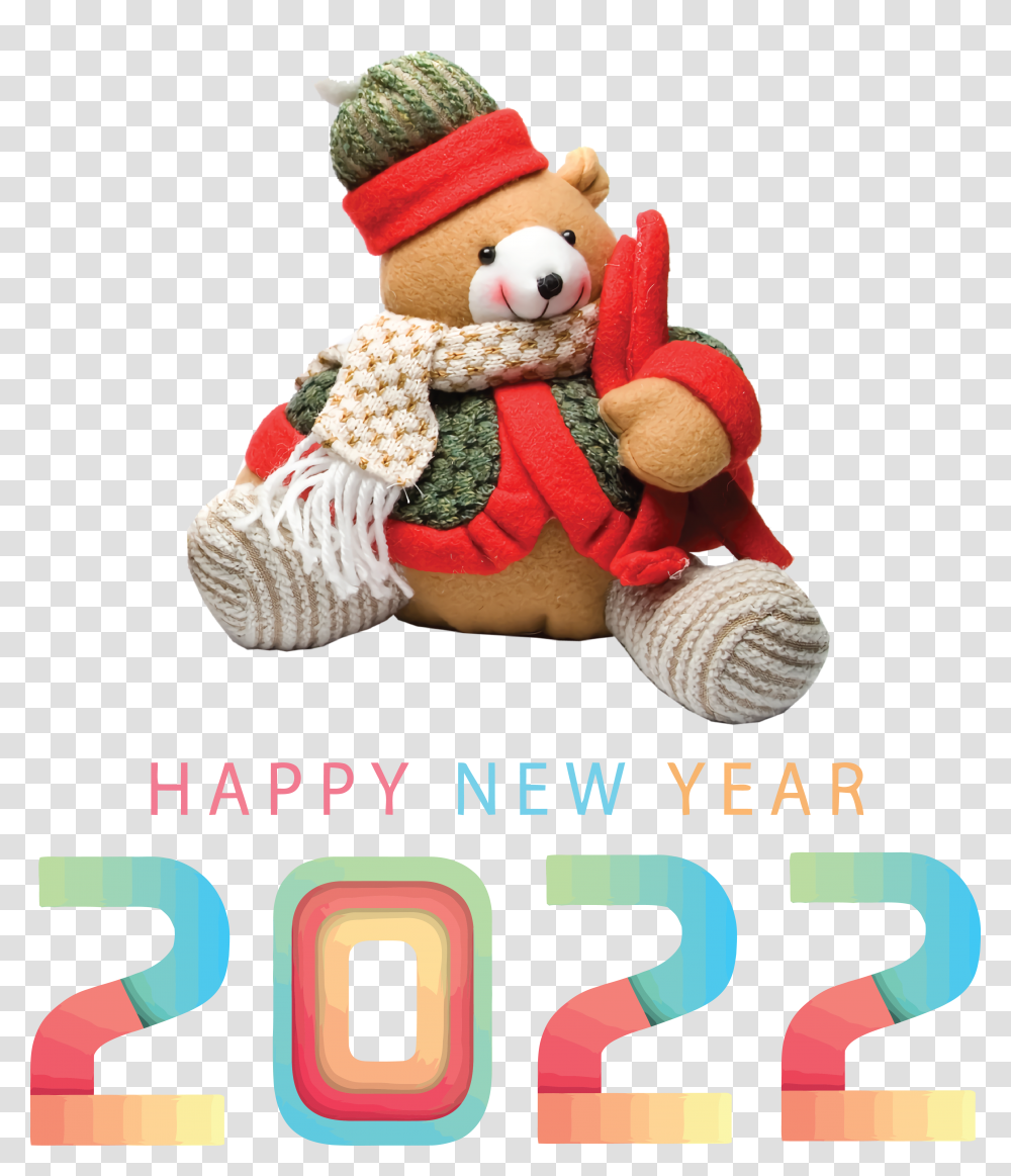 New Year Christmas Day Mrs Claus For New Year 2022, Plush, Toy, Text Transparent Png