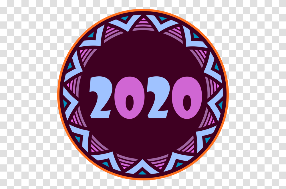 New Year Circle Sticker Logo For Happy 2020 Logo Lord Shiva Symbol, Label, Text, Purple, Number Transparent Png