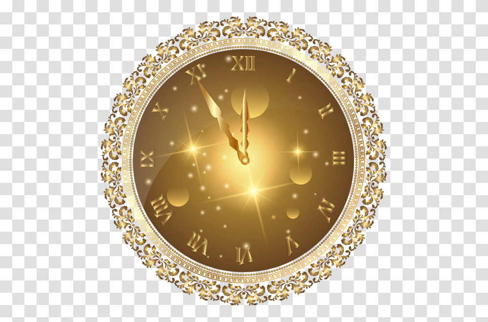 New Year Clock, Analog Clock, Chandelier, Lamp, Gold Transparent Png