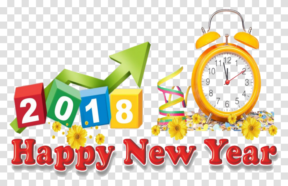 New Year Clock Happy New Year 2018 Clipart, Alarm Clock, Number Transparent Png