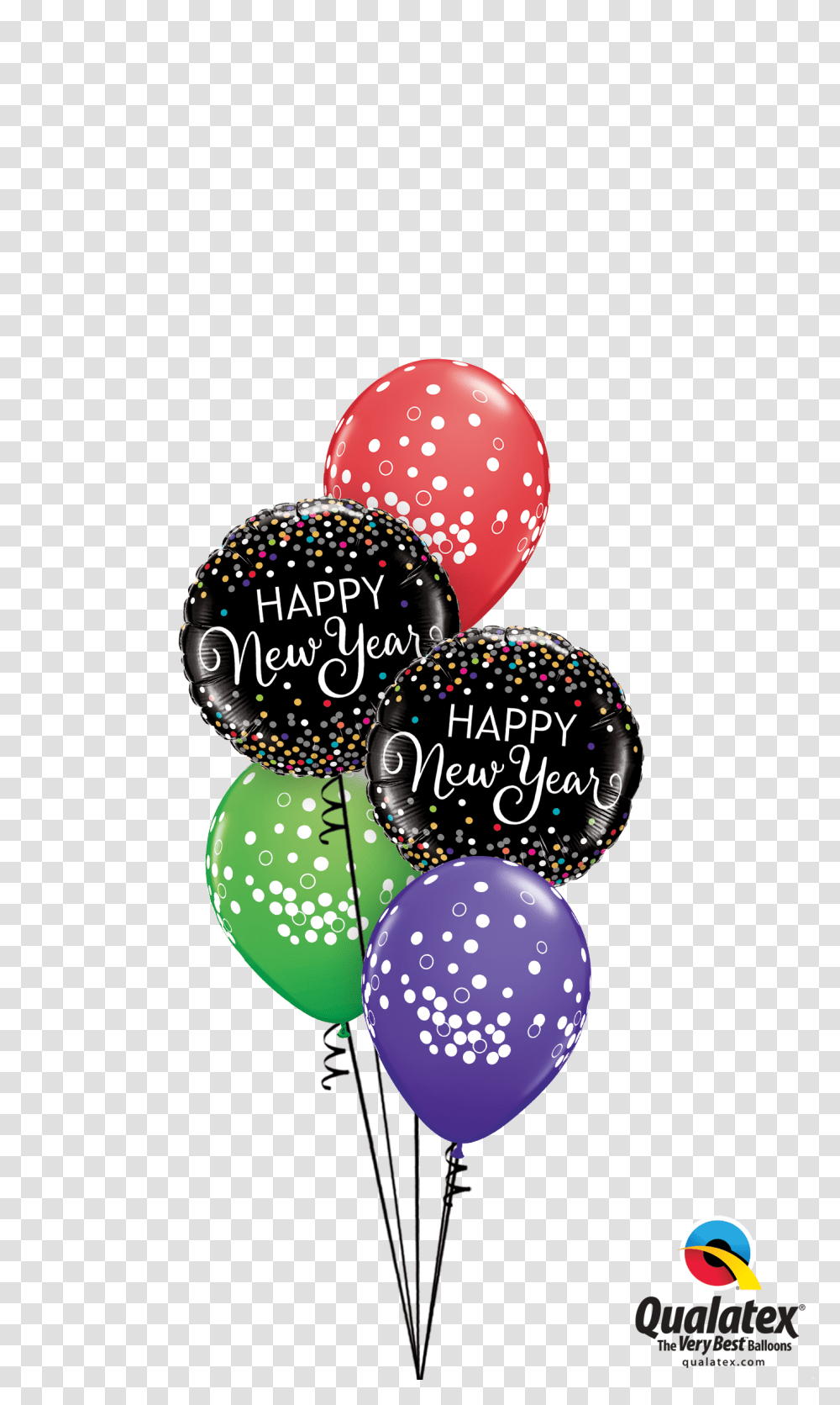 New Year Confetti Coloured New Years Balloon Bouquet Confetti Happy Birthday Balloons, Egg, Food Transparent Png