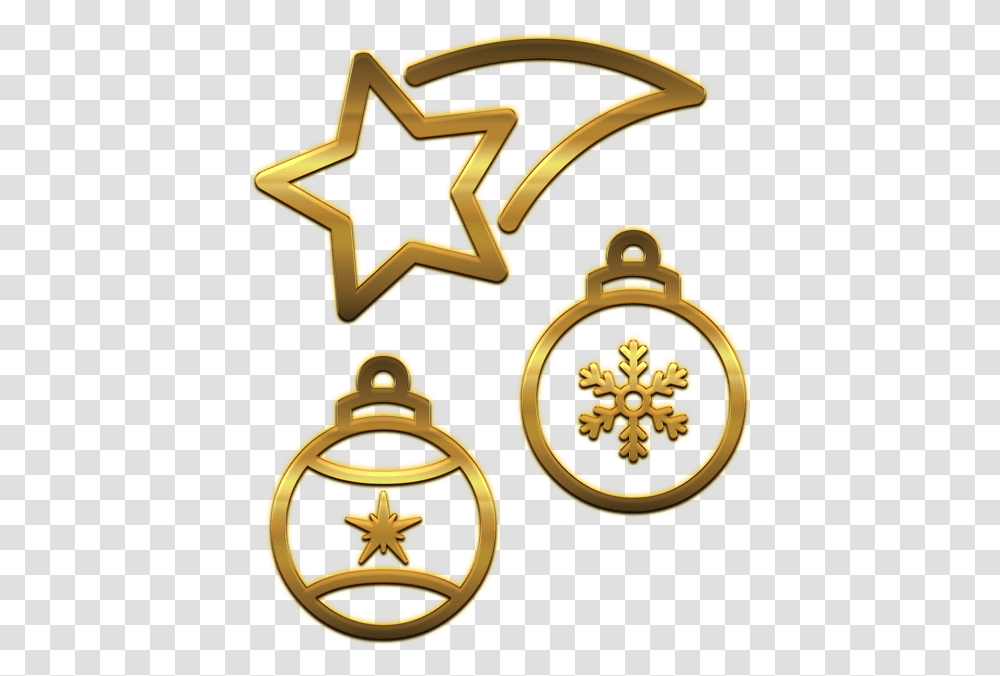 New Year Decoration Piece Without Background Frohe Weihnachten Und Ein Gutes Neues Jahr, Gold, Star Symbol, Cross, Pendant Transparent Png