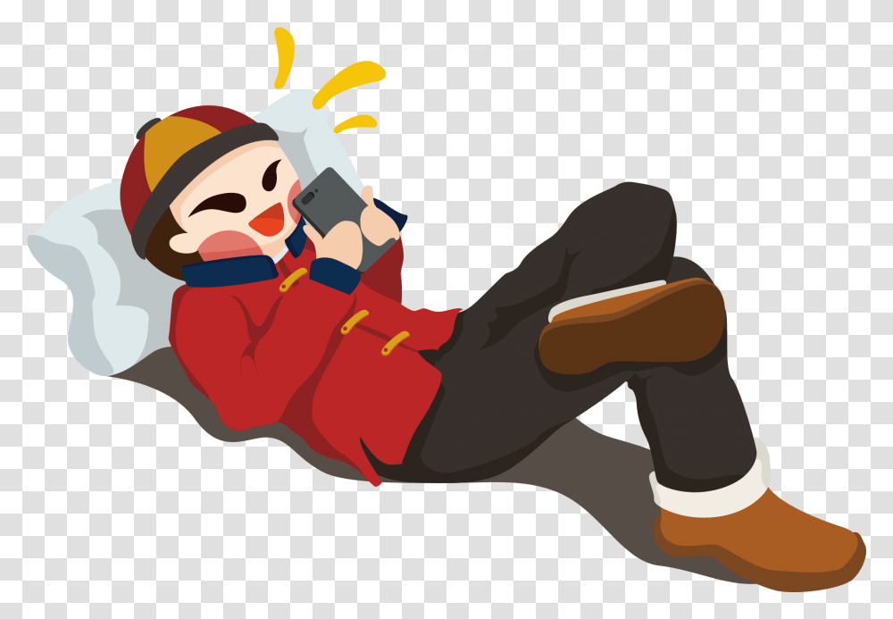 New Year Doll Boy Lying Playing Mobile Phone And, Person, Outdoors, Nature, Snow Transparent Png
