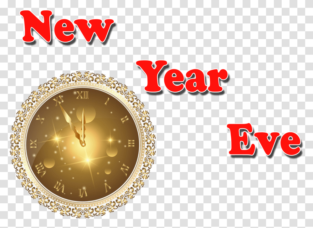 New Year Eve Free Images Wall Clock, Gold, Analog Clock, Gold Medal, Trophy Transparent Png
