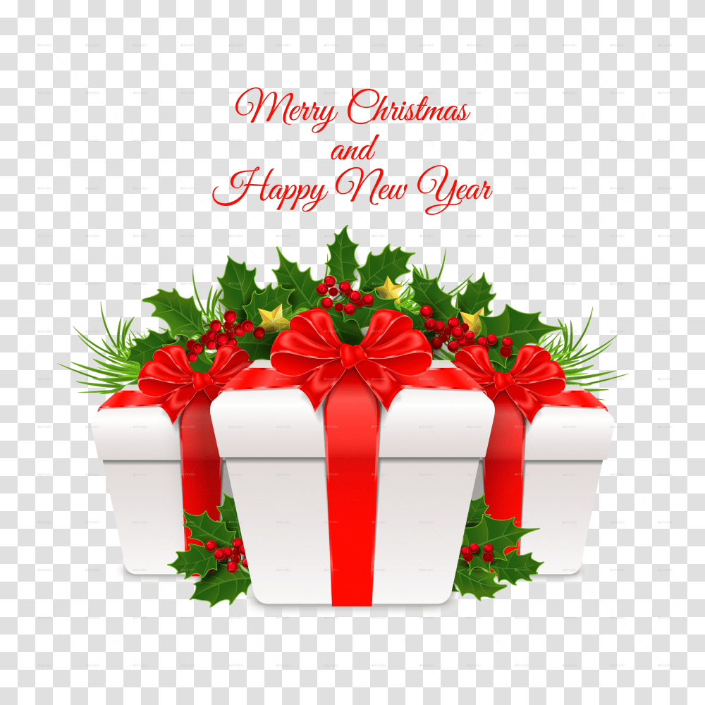 New Year Gift Box With Red Ribbon By Artleska Graphicriver Merry Christmas Gift Box Transparent Png