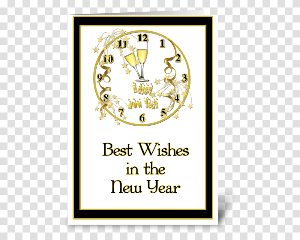 New Year Gold Clock Best Wishes Greeting Card Crest, Poster, Advertisement, Flyer Transparent Png