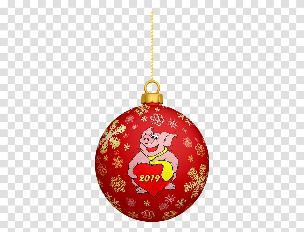 New Year's Eve Christmas Ball Ornament Pig Christmas Ornament, Pattern Transparent Png