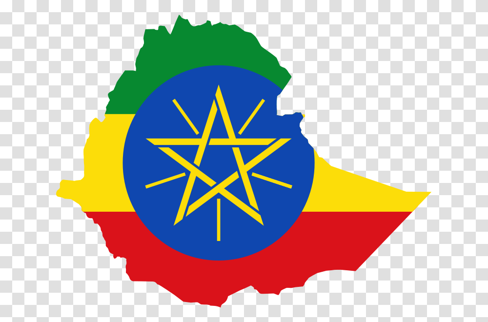 New Years Clip Art Ethiopia Map With Flag, Star Symbol Transparent Png