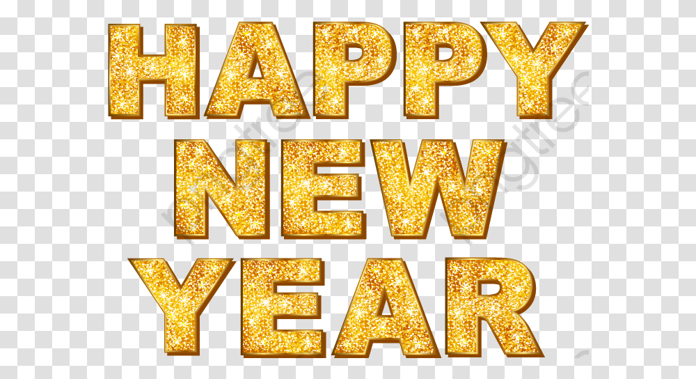 New Years Clipart Gold Happy New Year Text, Cross, Alphabet, Building, Word Transparent Png