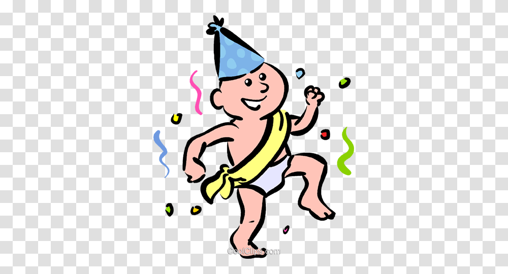 New Years Day Baby Royalty Free Vector Clip Art Illustration, Elf, Bowl, Juggling Transparent Png