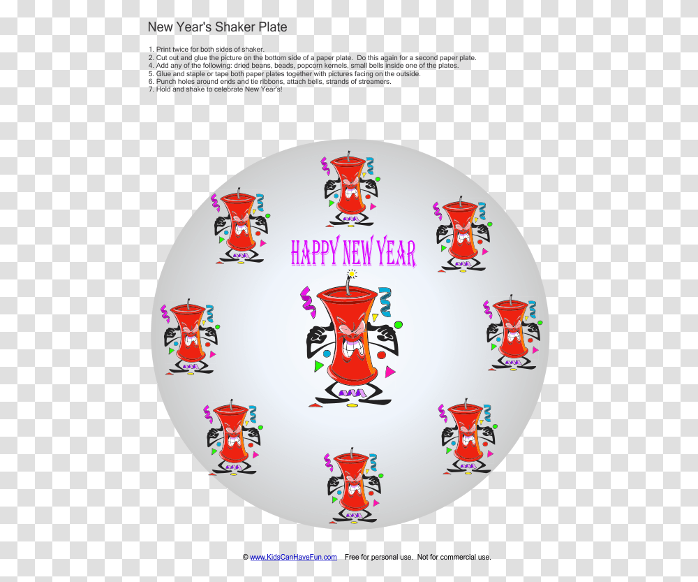 New Years Paper Plate Shaker Crafts New Year Full Size Circle, Circus, Leisure Activities, Poster, Advertisement Transparent Png
