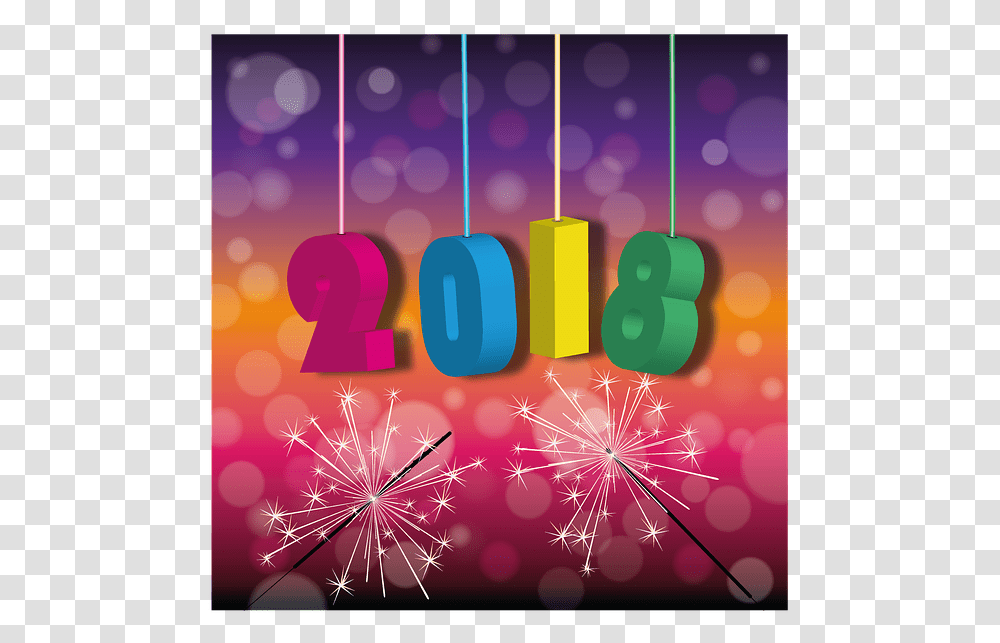 New Year's Day 2018 Sparklers Free Vector Graphic On Pixabay New Year, Graphics, Art, Purple, Diwali Transparent Png