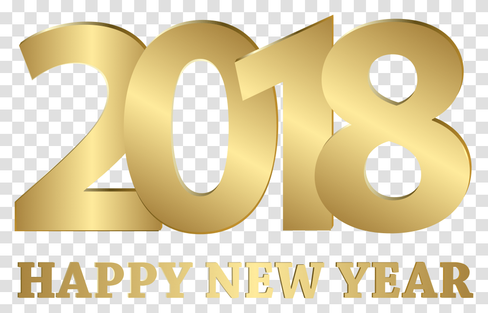 New Year's Day Christmas Clip Art Golden 2018 Download Happy New Year 2018, Number, Symbol, Text, Alphabet Transparent Png