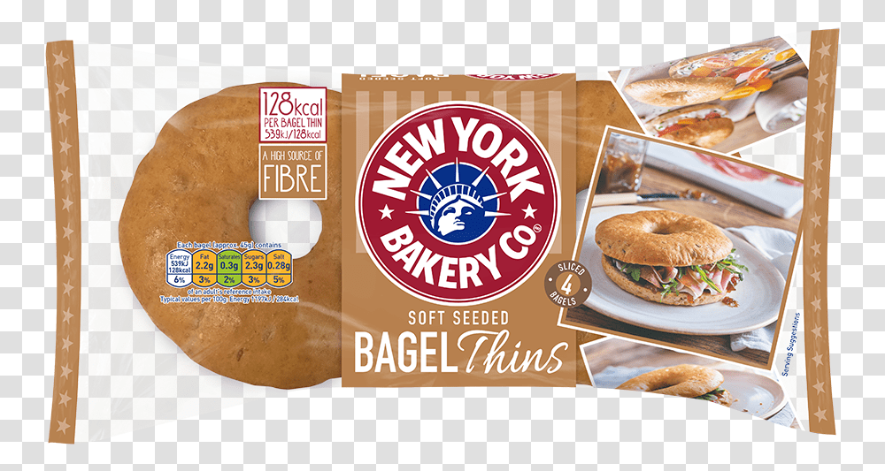 New York Bagel Thins, Bread, Food, Burger, Bun Transparent Png