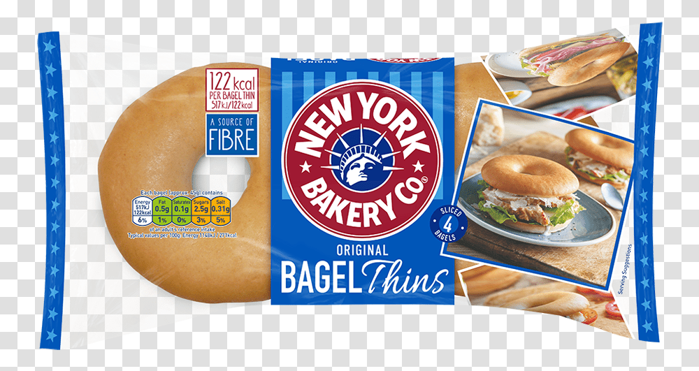 New York Bagel Thins, Burger, Food, Bread, Lunch Transparent Png