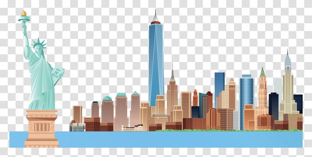 New York Buildings Line, City, Urban, Town, High Rise Transparent Png