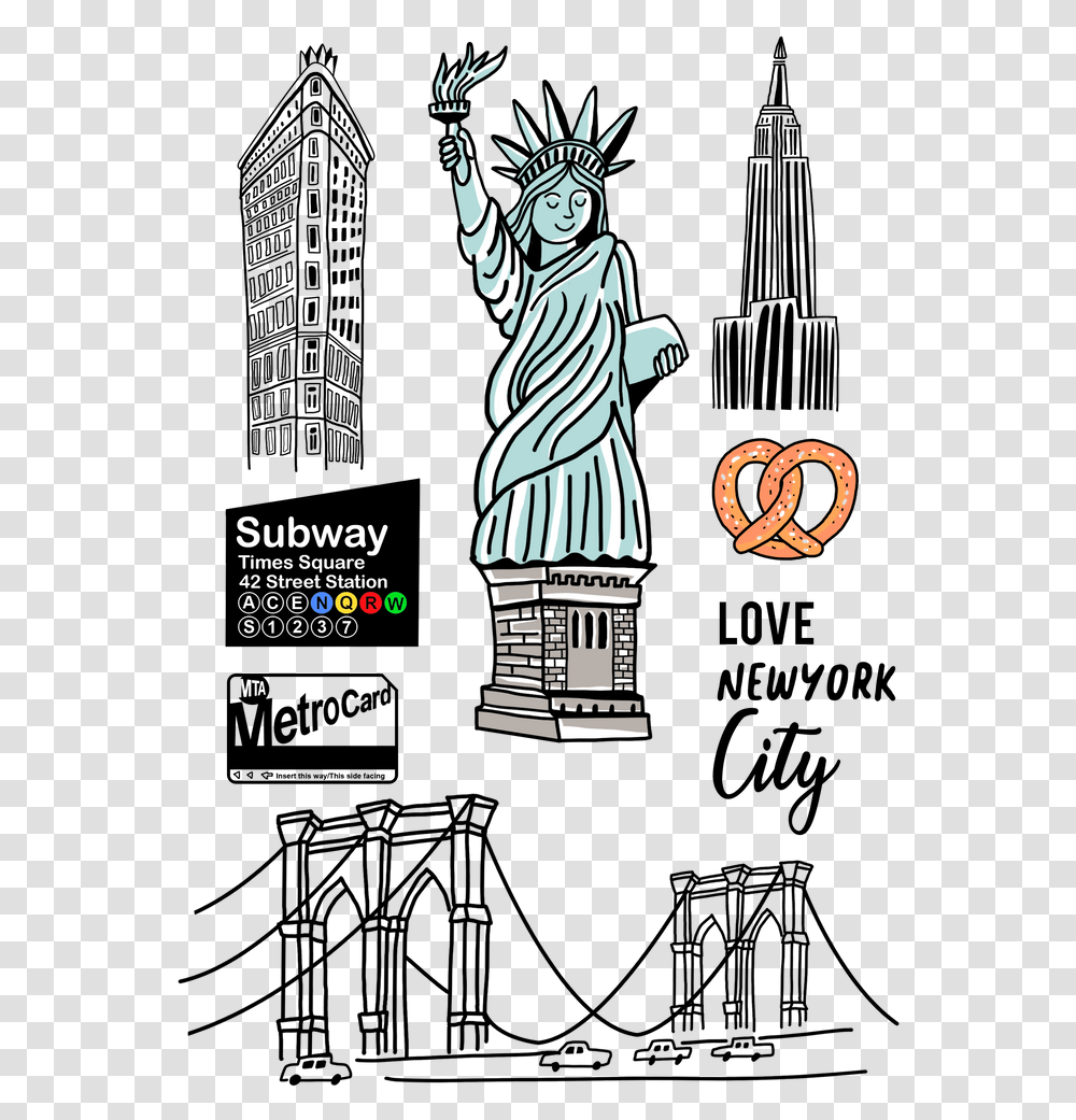 New York City Doodle Travel Mug Stickers New York, Text, Art, Person, Number Transparent Png