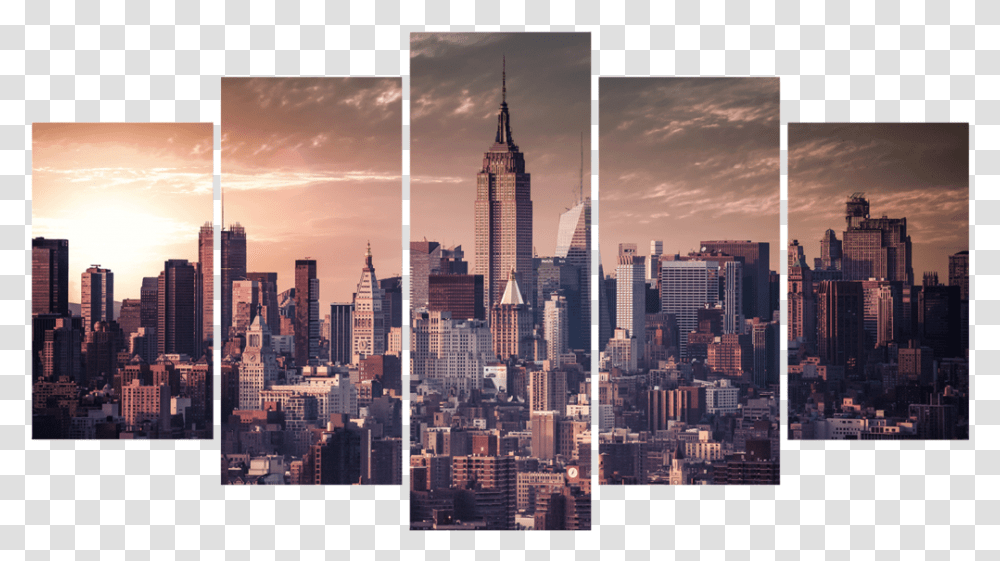 New York City Skyline 5 Piece Canvas, High Rise, Urban, Building, Town Transparent Png