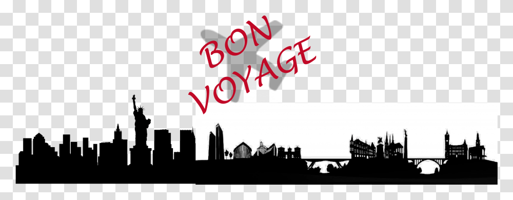 New York City Skyline Silhouette Nyc Bon Voyage New York, Alphabet, Advertisement, Poster Transparent Png