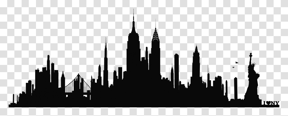New York City Skyline Silhouette Wall Decal Phonograph New York City Skyline, Metropolis, Urban, Building, Town Transparent Png