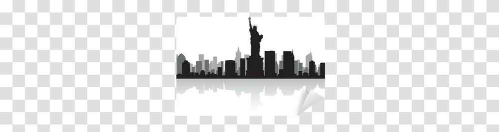 New York City Skyline Silhouette Wall New York Minimalist Art, Person, Urban, Panoramic, Outdoors Transparent Png