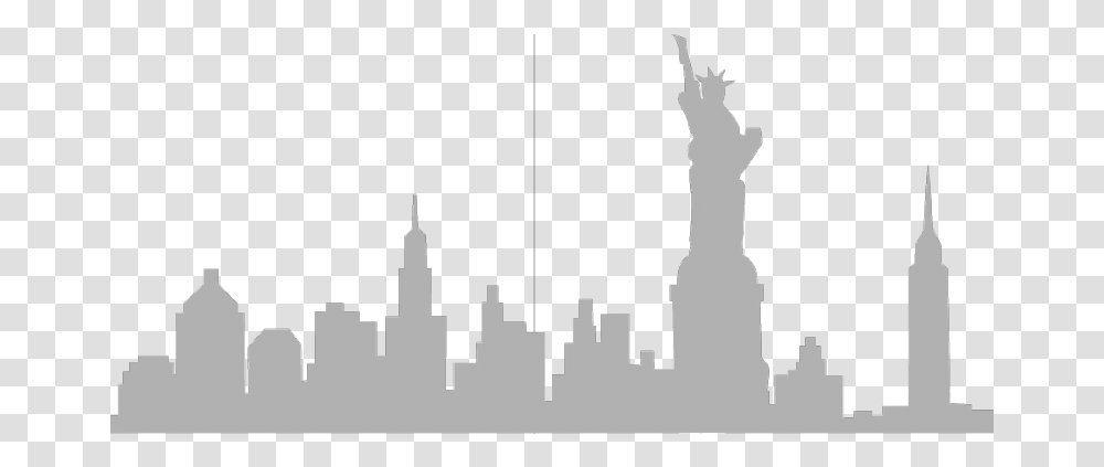 New York City Skyline Silhouette Wall Statue Of Liberty Silhouette, Person, People, Text, Plot Transparent Png