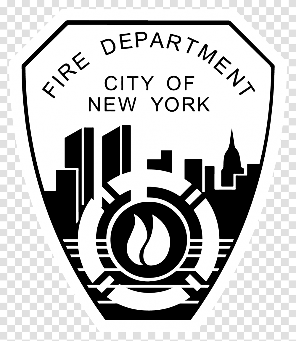 New York Firefighters Logo Fdny Logo Black And White, Trademark, Emblem, Badge Transparent Png