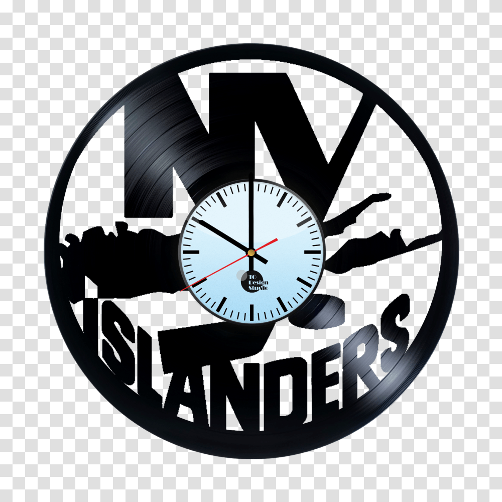 New York Islanders Logo Handmade Vinyl Record Wall Clock Fan, Analog Clock, Clock Tower, Architecture, Building Transparent Png
