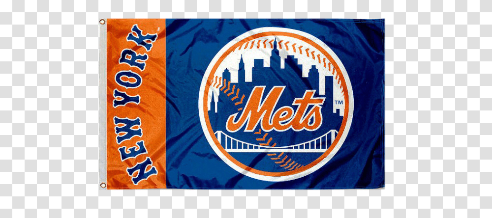 New York Mets Flag Logo Mlb New York Mets Flag, Label, Text, Symbol, Trademark Transparent Png
