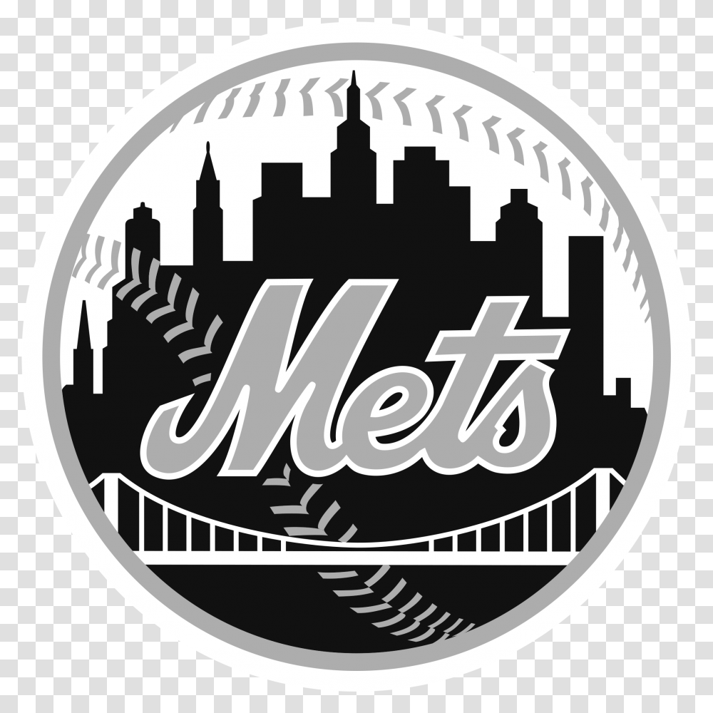 New York Mets Logo Black And White Ny Mets, Label, Trademark Transparent Png