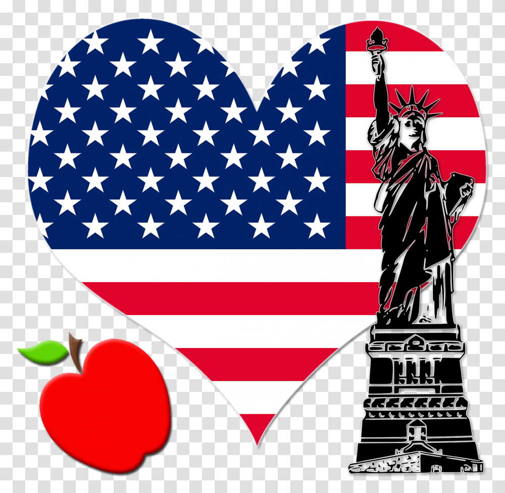 New York Ny Apple The Statue Of Liberty Happy Us Independence Day, Flag, American Flag, Rug Transparent Png