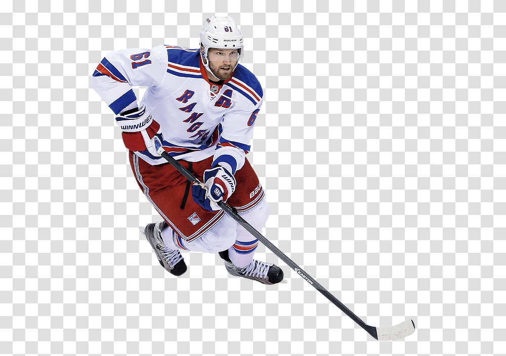New York Rangers Puck Marks Ice Hockey Stick, Helmet, Clothing, Person, People Transparent Png