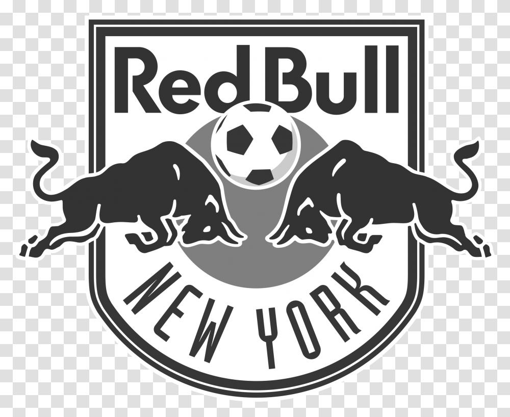New York Red Bulls Logo Black And White Red Bull Salzburg, Label, Animal, Mammal Transparent Png