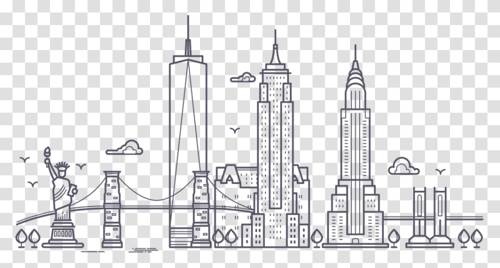 New York Skyline Line, Metropolis, City, Urban, Building Transparent Png