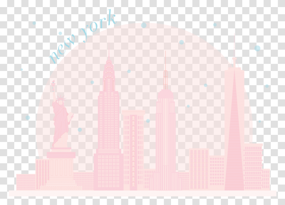 New York Skyline Pink Tower Block, Architecture, Building, Lighting Transparent Png