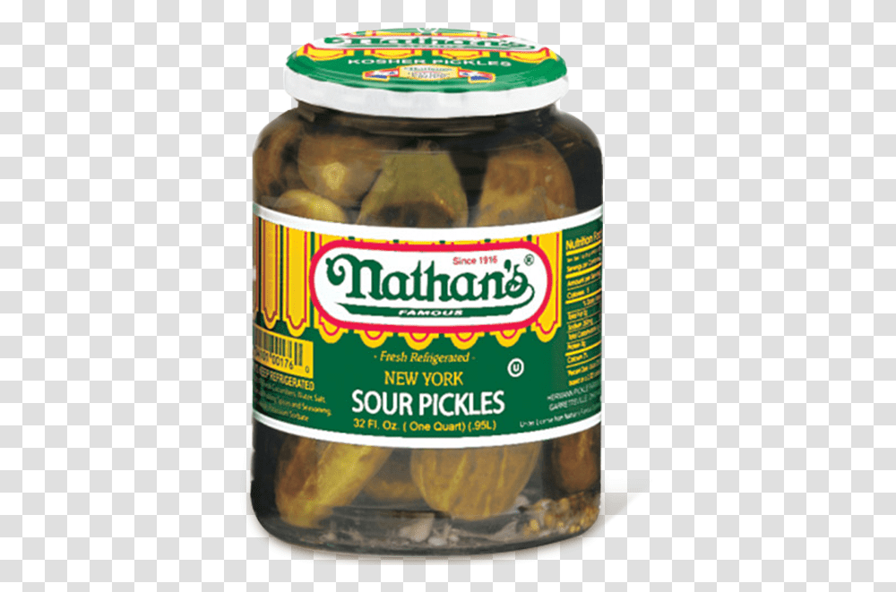 New York Sour Pickles Nathan's Famous Half Sour Pickles, Relish, Food, Beer, Alcohol Transparent Png