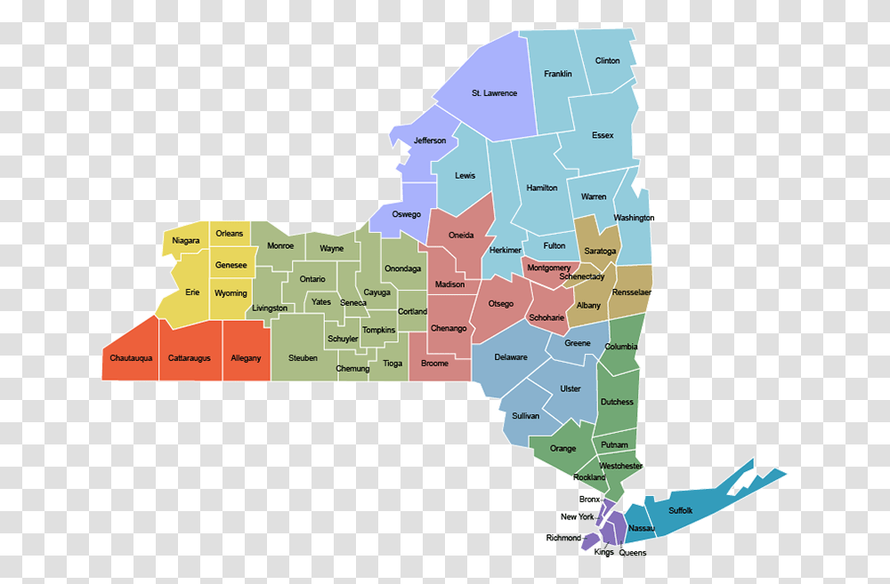 New York State Economic Regions Counties In New York State, Map, Diagram, Plot, Atlas Transparent Png