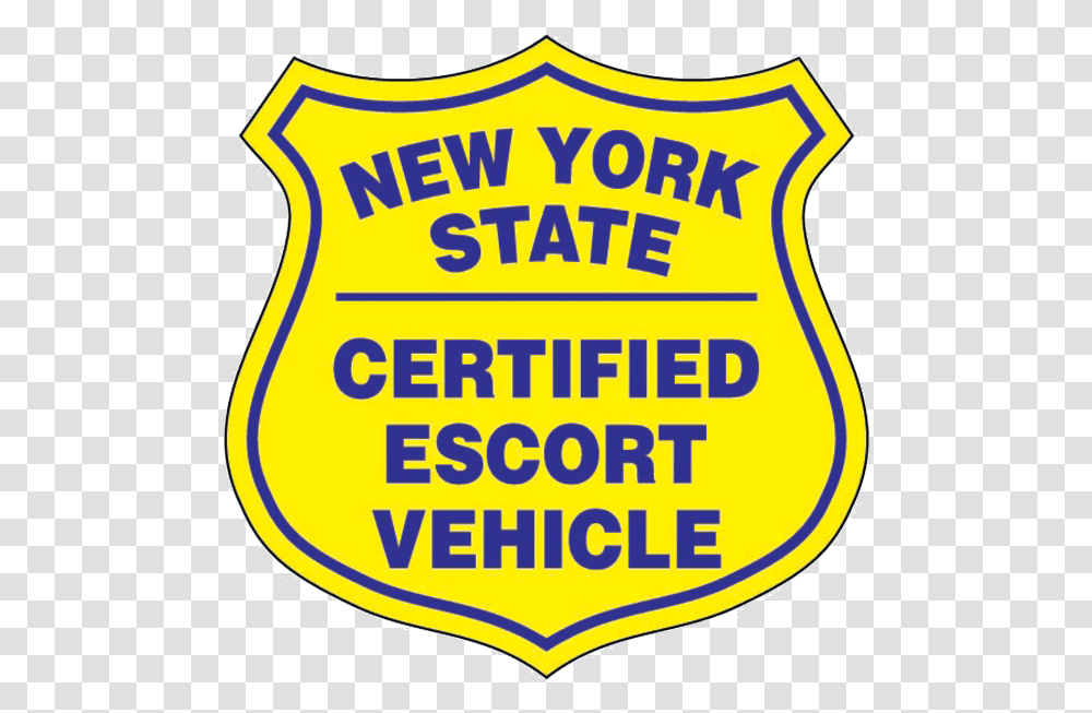 New York State Escort Decal Pair New York State Certified Escort Vehicle Sign, Logo, Symbol, Trademark, Badge Transparent Png
