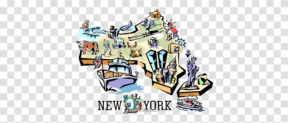 New York Vignette Map Royalty Free Vector Clip Art Illustration, Comics, Book, Person, Horse Transparent Png
